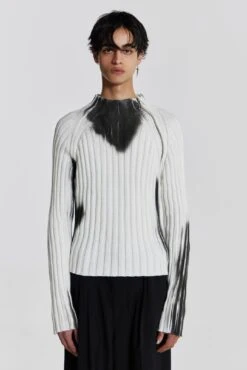 White Asymmetric Luster Knit