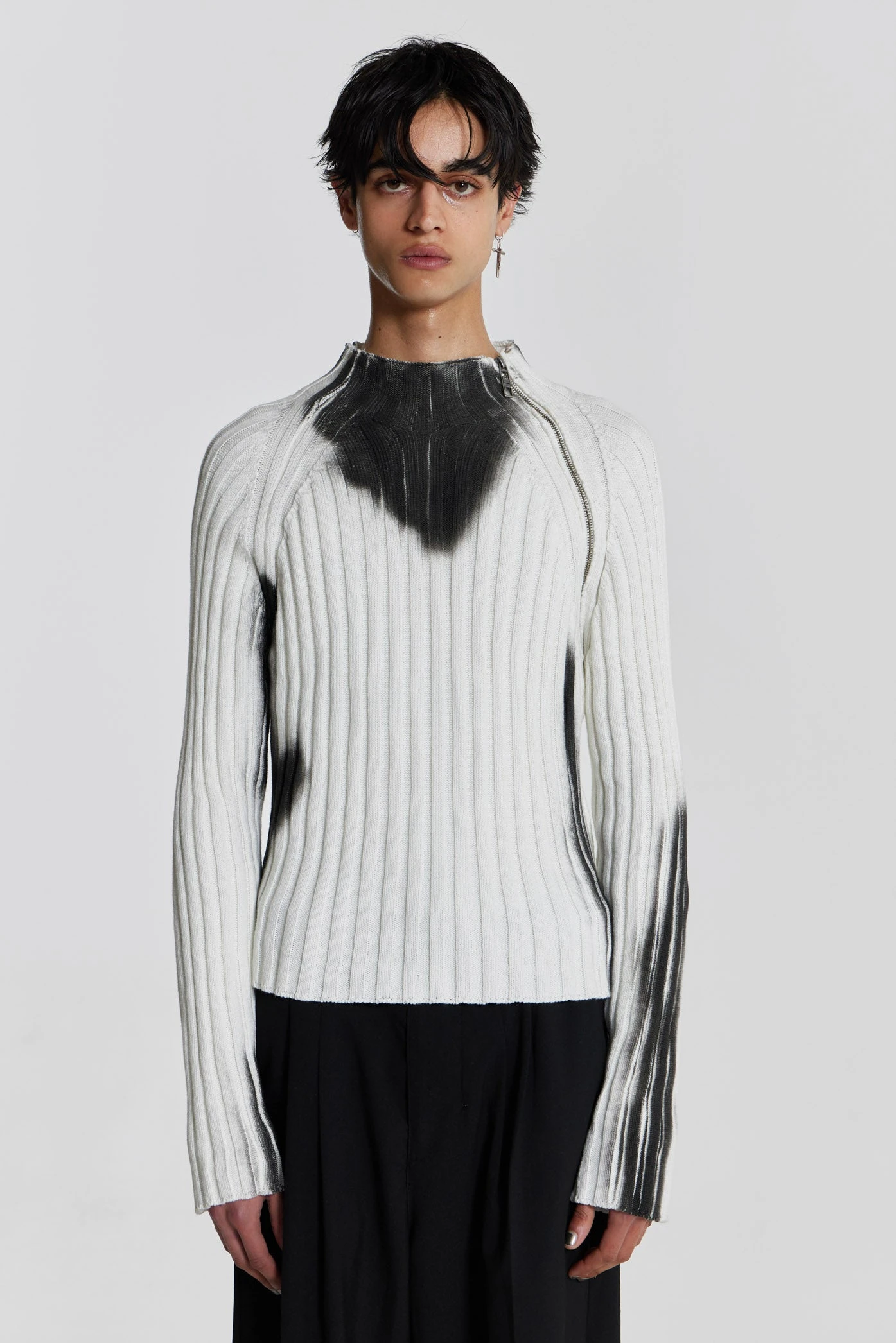 White Asymmetric Luster Knit 3 White Asymmetric Luster Knit