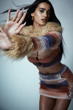 Jaded London Stripe Mohair Mini Skirt With Diamante Button -Trendy Wear Outlet Store APHOTICDAY30503 2