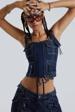 Jaded London Blue Cargo Corset