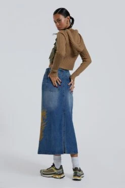 Jaded London Serpent Denim Slit Maxi Skirt -Trendy Wear Outlet Store BLUEPRINT ECCOM3257