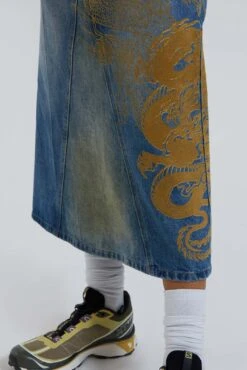 Jaded London Serpent Denim Slit Maxi Skirt -Trendy Wear Outlet Store BLUEPRINT ECCOM3263