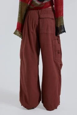 Jaded London Burgundy Parachute Cargo Pants -Trendy Wear Outlet Store BLUEPRINT ECCOM3543