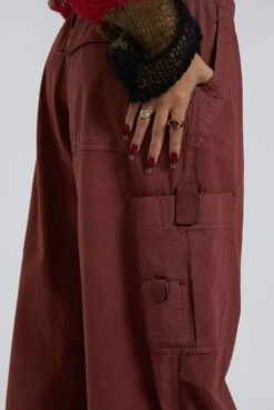 Jaded London Burgundy Parachute Cargo Pants -Trendy Wear Outlet Store BLUEPRINT ECCOM3547