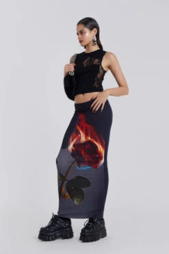 Jaded London Flaming Rose Maxi Skirt -Trendy Wear Outlet Store GOTHIC10 1101282copy 2