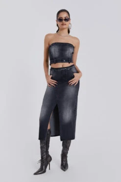 Jaded London Liberty 2 In 1 Detachable Denim In Black -Trendy Wear Outlet Store GOTHIC10 1102302