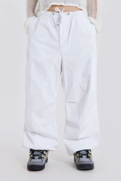 Jaded London White Parachute Cargo Pants -Trendy Wear Outlet Store GOTHIC10 110552