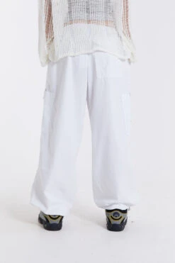 Jaded London White Parachute Cargo Pants -Trendy Wear Outlet Store GOTHIC10 110564