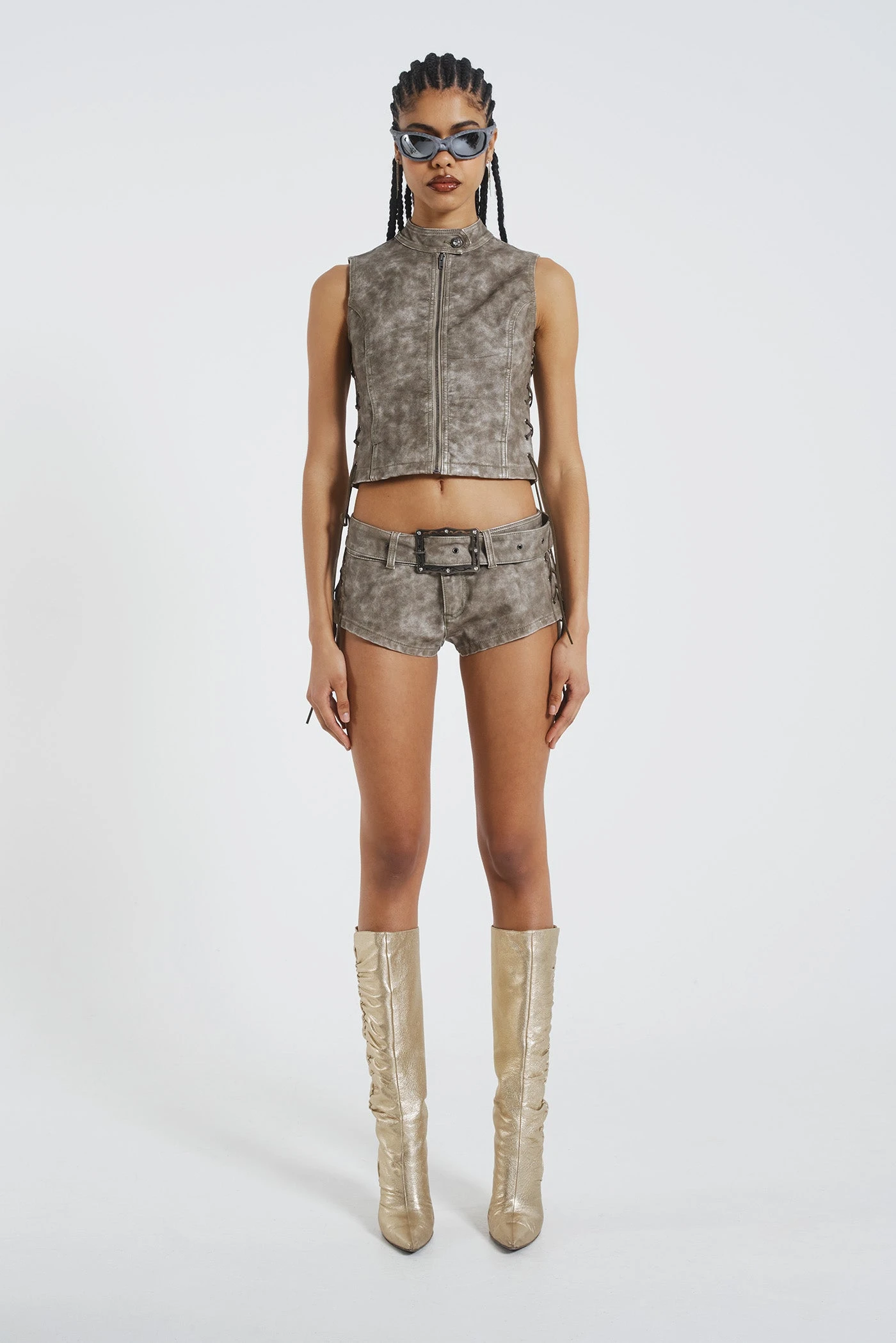 Jaded London Steel Lace Up Side PU Hot Pants 3 Jaded London Steel Lace Up Side PU Hot Pants