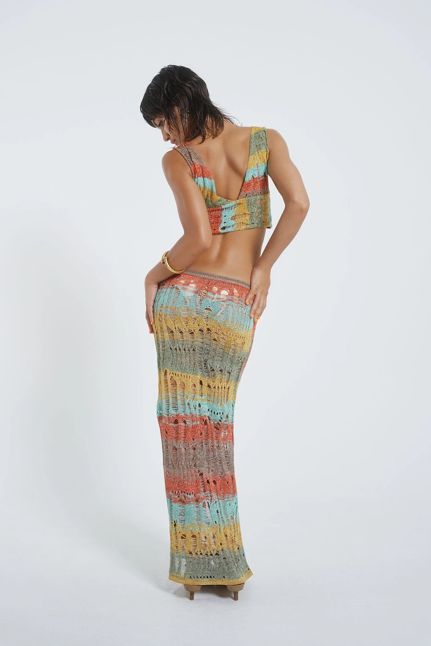 Odette Striped Laddered Wrap Knit Top 10 Odette Striped Laddered Wrap Knit Top - Image 8