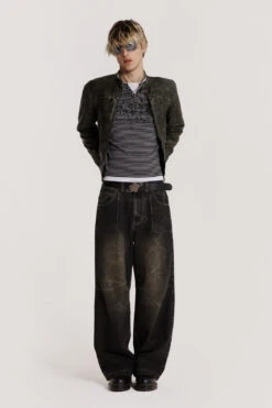 Washed Black Razor Jean -Trendy Wear Outlet Store JADED TRASH0058