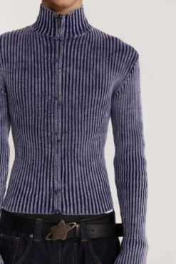 Blue Lucid Knit Track Top 13 Blue Lucid Knit Track Top -Trendy Wear Outlet Store JADED TRASH0529