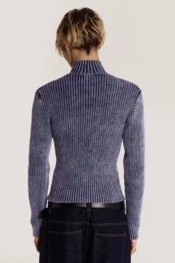 Blue Lucid Knit Track Top 14 Blue Lucid Knit Track Top -Trendy Wear Outlet Store JADED TRASH0548