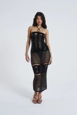 Venus Knit Mix Halter Neck Maxi Dress 12 Venus Knit Mix Halter Neck Maxi Dress -Trendy Wear Outlet Store JADEDSWIM1704