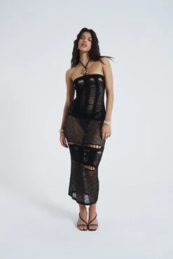 Venus Knit Mix Halter Neck Maxi Dress 13 Venus Knit Mix Halter Neck Maxi Dress -Trendy Wear Outlet Store JADEDSWIM1709