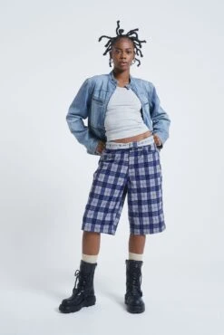 Jaded London Zeppelin Checked Jumbo Shorts -Trendy Wear Outlet Store JADEDVENDETTA ECOM7936