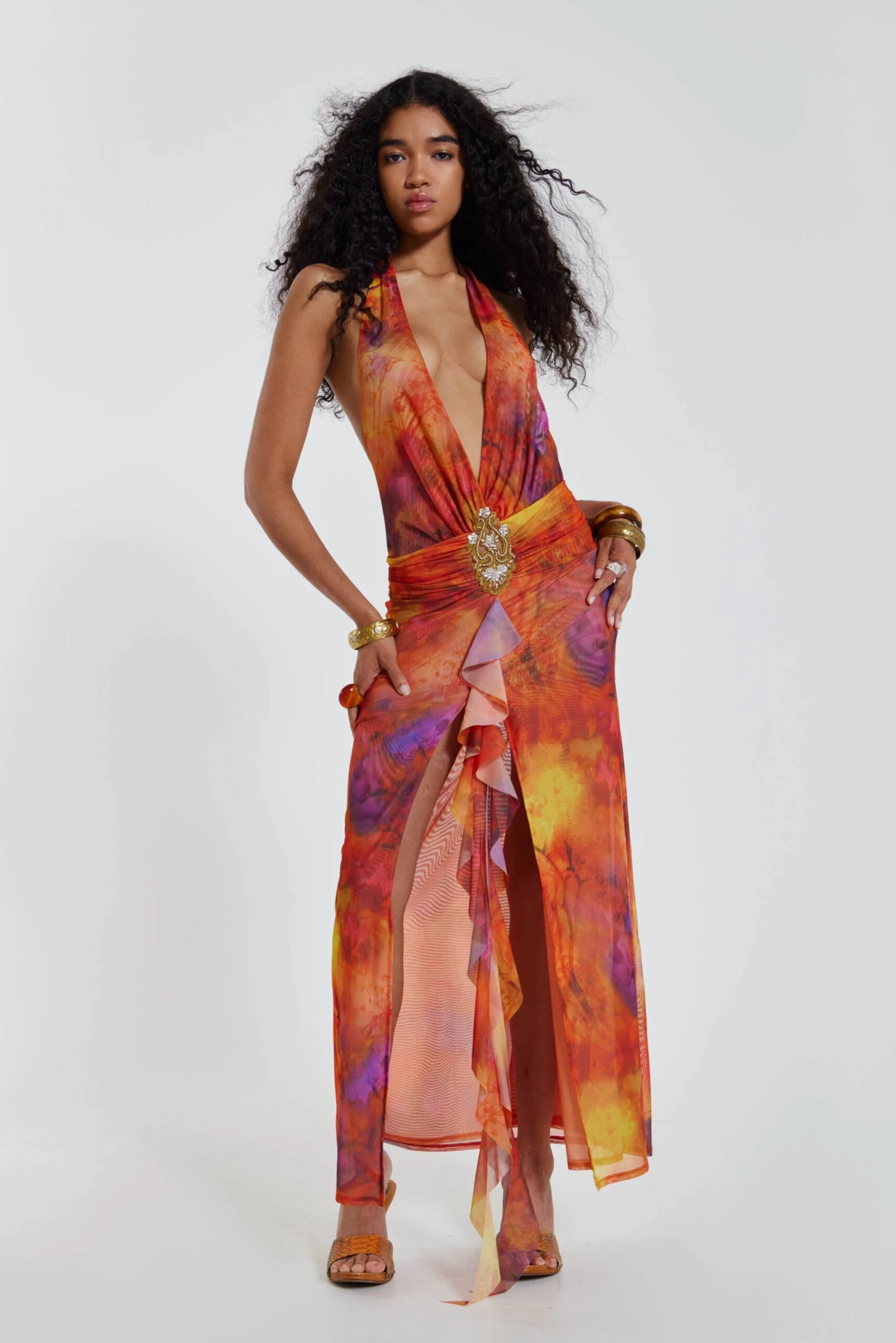Jaded London Cindy Plunge Maxi Dress In Orange 7 Jaded London Cindy Plunge Maxi Dress In Orange - Image 5