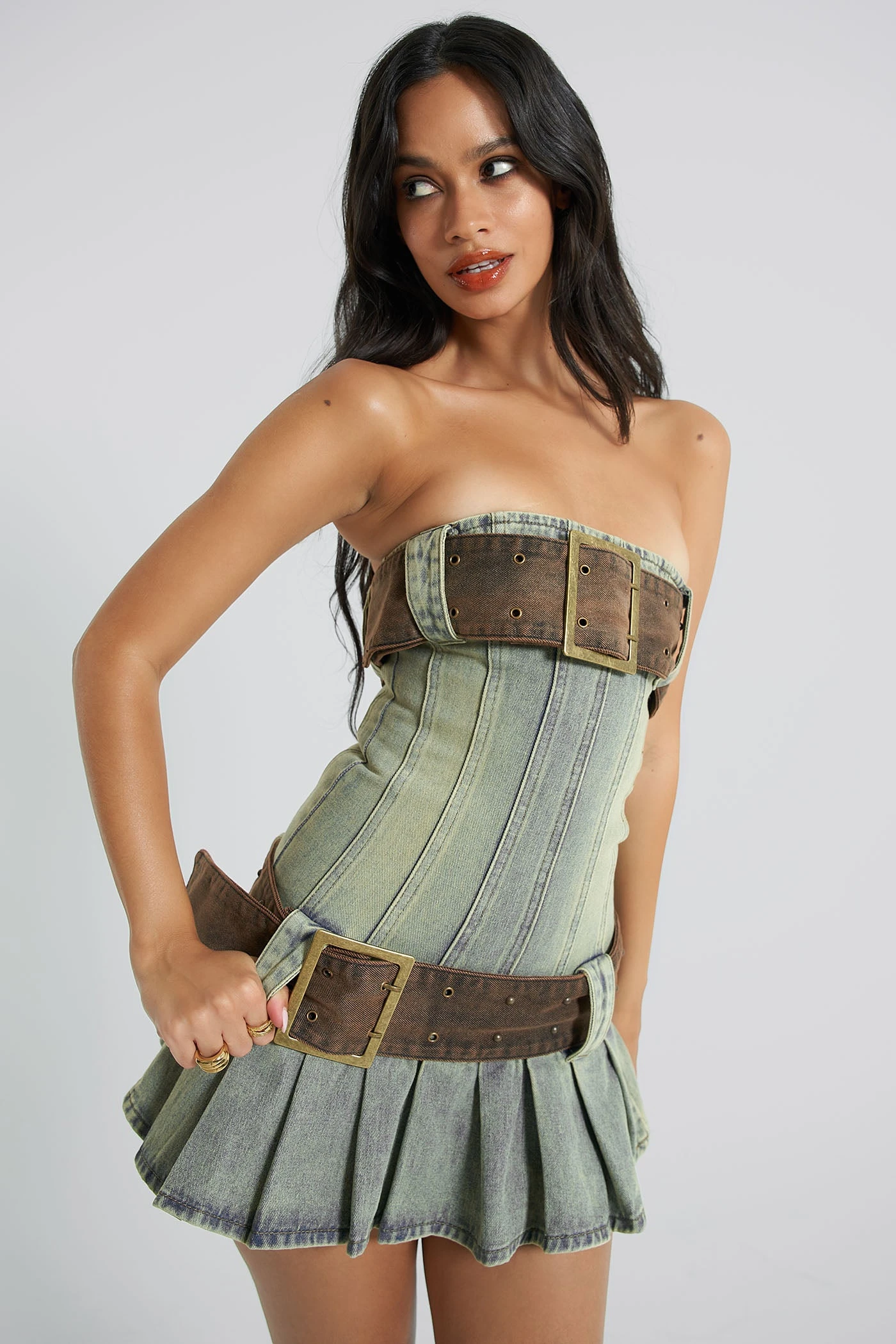 Jaded London Chelsea Denim Kilt Mini Dress 8 Jaded London Chelsea Denim Kilt Mini Dress - Image 6