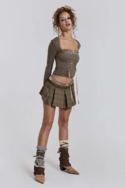 Jaded London Juliette Check Satin Boxer Micro Mini Skirt -Trendy Wear Outlet Store JWT3447 18302 2