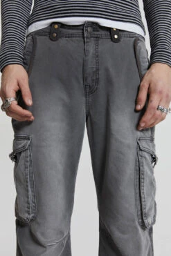 Grey Slub Denim Cargos 11 Grey Slub Denim Cargos -Trendy Wear Outlet Store MENSSPRINGEDIT3127