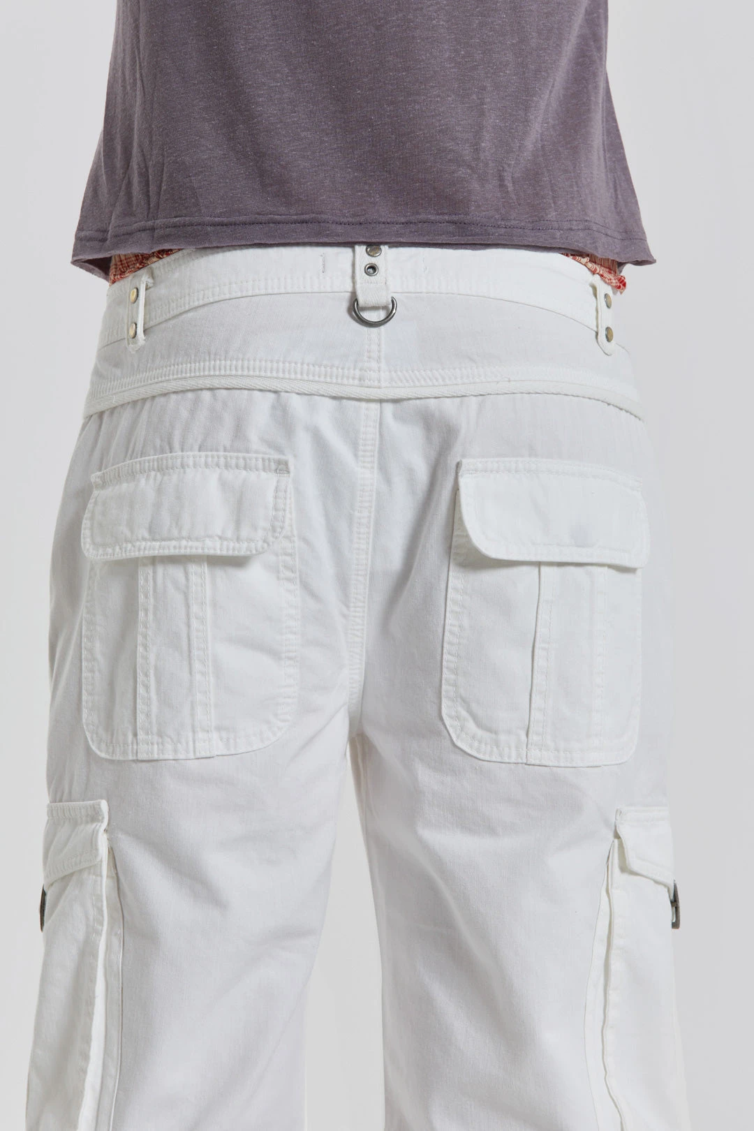 White Straight Leg Cargo Trousers 6 White Straight Leg Cargo Trousers - Image 4