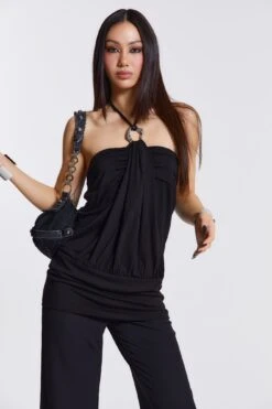 Jaded London Noir Draped Mini Dress -Trendy Wear Outlet Store WOMENS2576