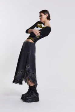 Jaded London Vendetta Denim Midi Skirt -Trendy Wear Outlet Store WOMENS3526