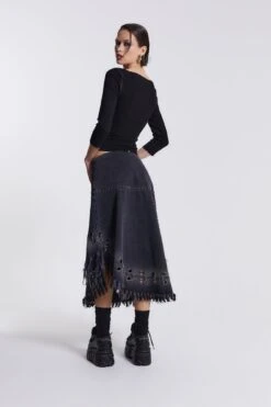 Jaded London Vendetta Denim Midi Skirt -Trendy Wear Outlet Store WOMENS3549