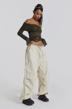 Jaded London Ecru Parachute Cargo Pants -Trendy Wear Outlet Store reshootsww1122