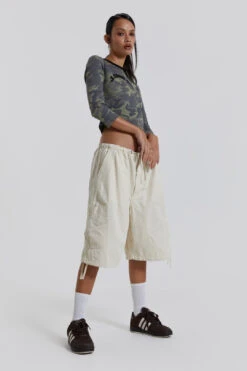 Jaded London Ecru Parachute Cargo Shorts -Trendy Wear Outlet Store reshootsww1302