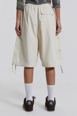 Jaded London Ecru Parachute Cargo Shorts -Trendy Wear Outlet Store reshootsww1326
