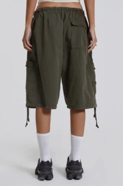 Jaded London Khaki Parachute Cargo Shorts -Trendy Wear Outlet Store reshootsww1407