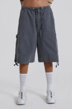 Jaded London Vintage Grey Parachute Cargo Shorts -Trendy Wear Outlet Store reshootsww1449