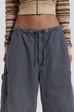 Jaded London Vintage Grey Parachute Cargo Shorts -Trendy Wear Outlet Store reshootsww1503