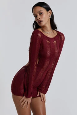Jaded London Burgundy Umbra Dress