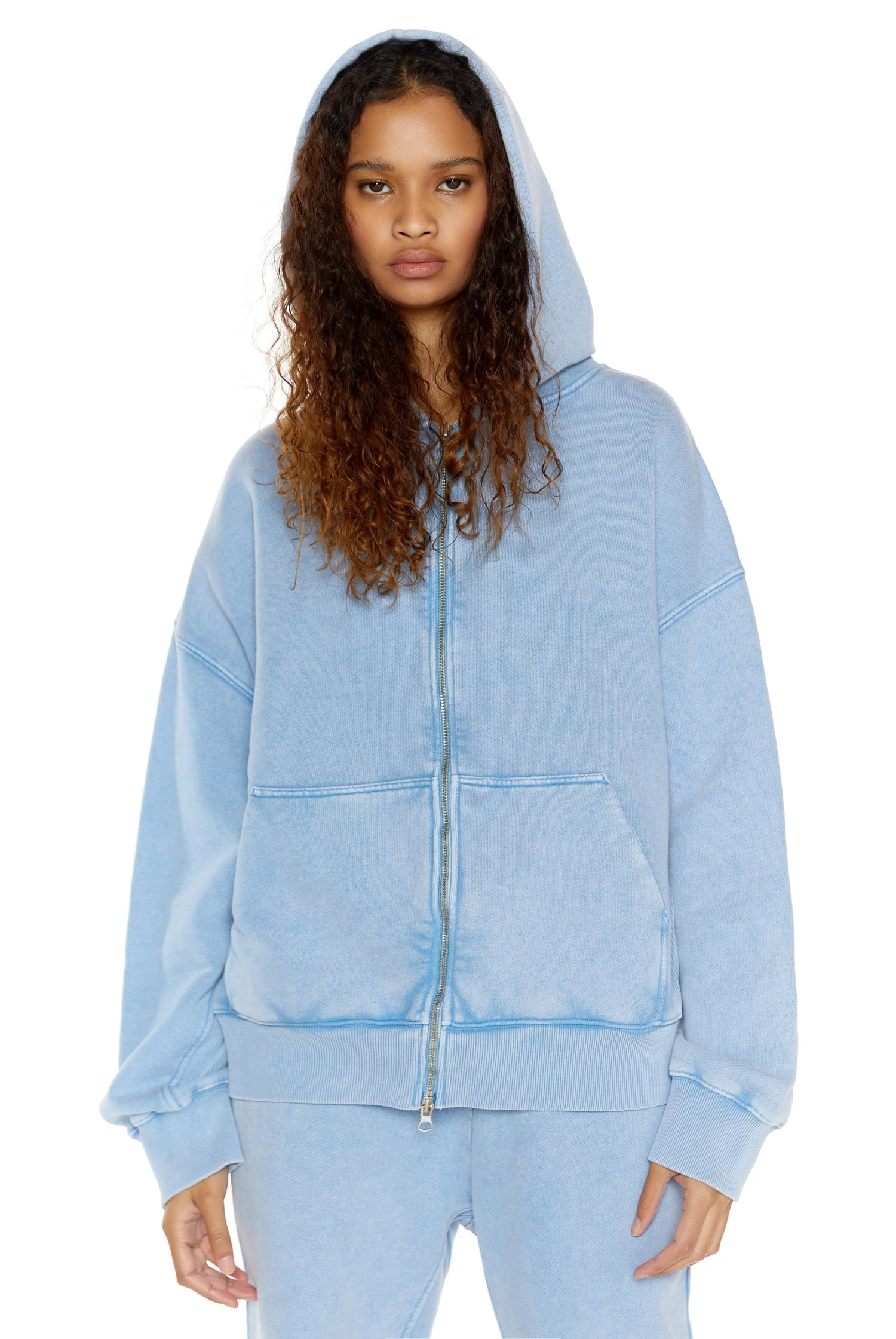 Jaded London NTRLS Powder Blue Oversized Zip Through Hoodie 3 Jaded London NTRLS Powder Blue Oversized Zip Through Hoodie